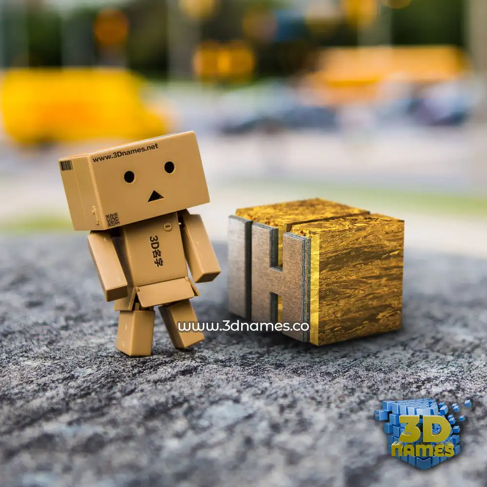 ih in Hello Danbo style - 3D name wallpaper