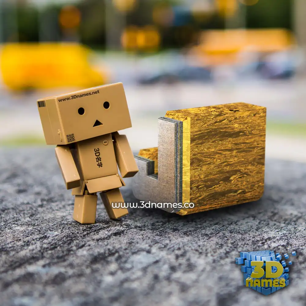 j in Hello Danbo style - 3D name wallpaper