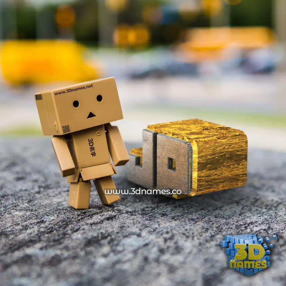 jp in Hello Danbo style - 3D name wallpaper