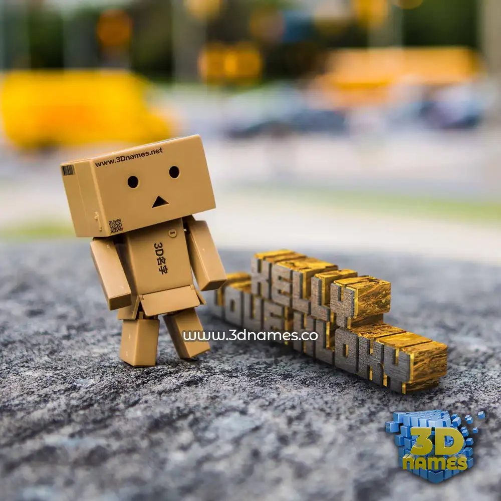 kelly love kloky in Hello Danbo style - 3D name wallpaper