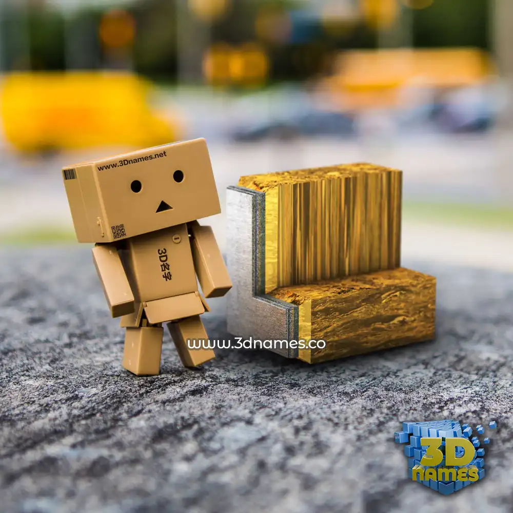 l in Hello Danbo style - 3D name wallpaper