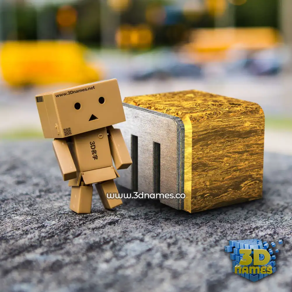 m in Hello Danbo style - 3D name wallpaper