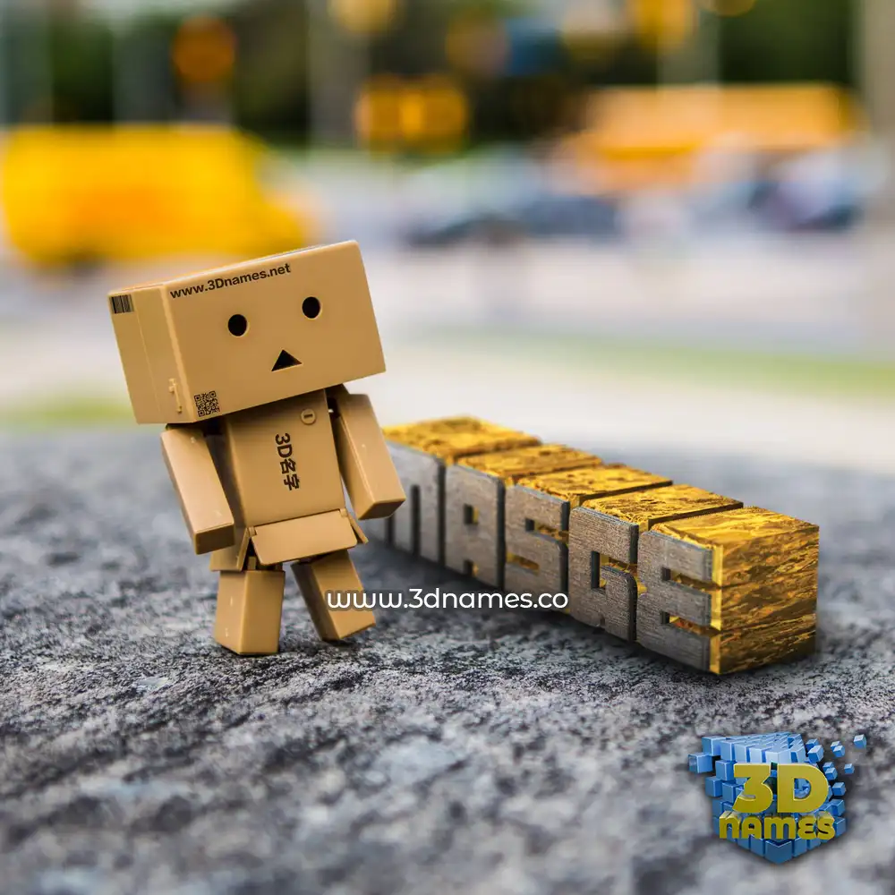 masge in Hello Danbo style - 3D name wallpaper