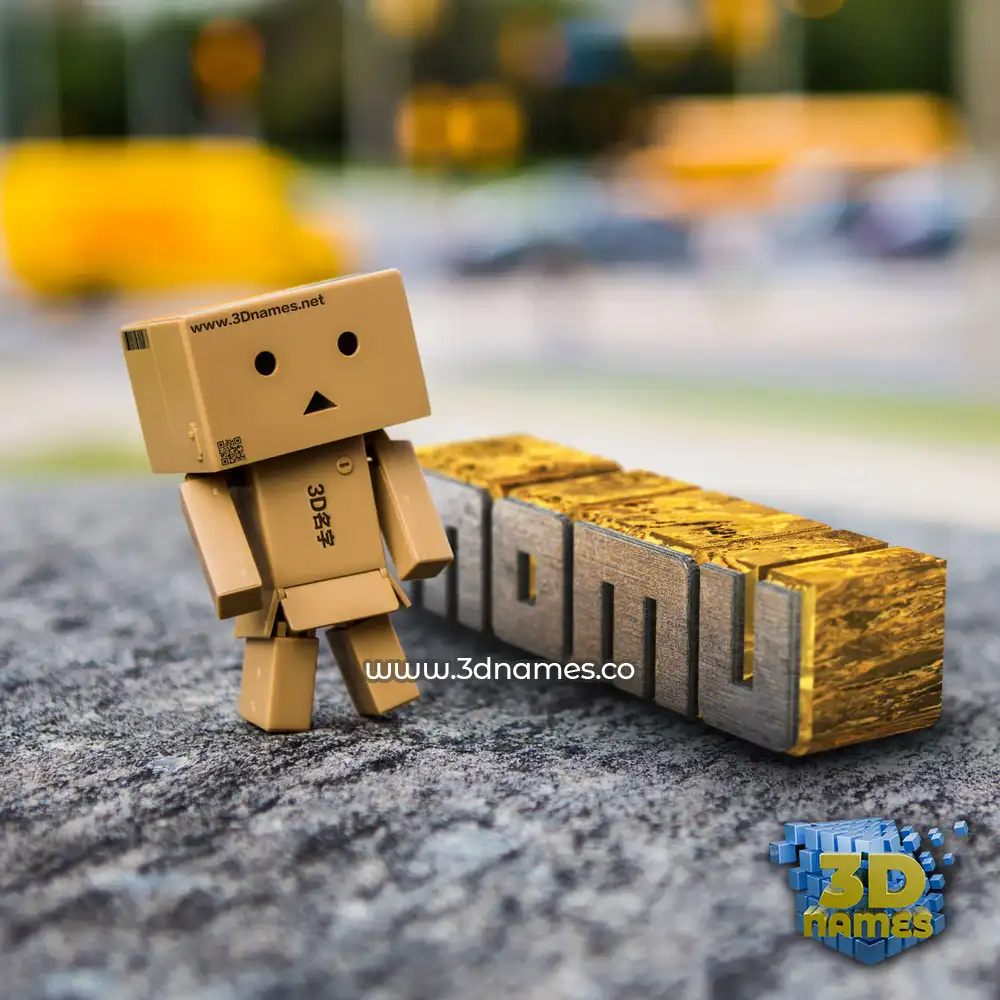momu in Hello Danbo style - 3D name wallpaper