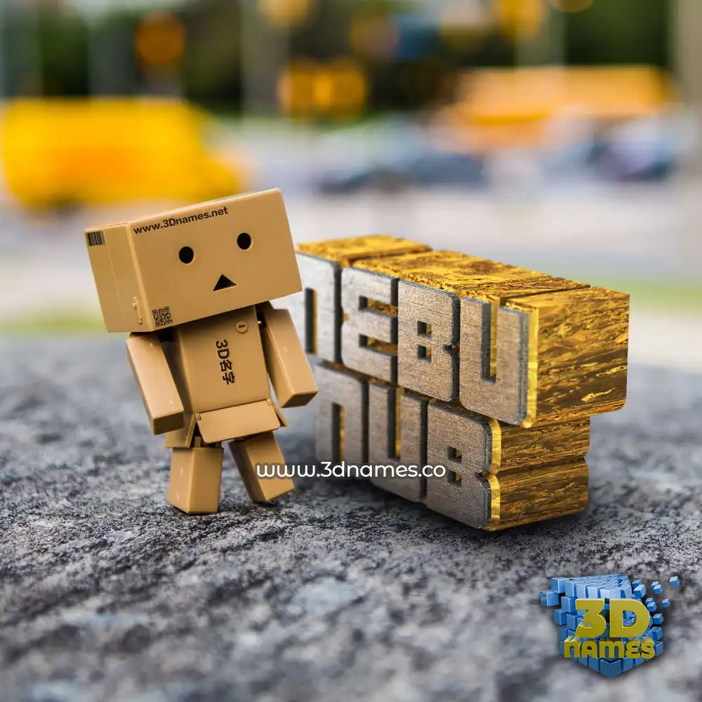 nebu nub in Hello Danbo style - 3D name wallpaper