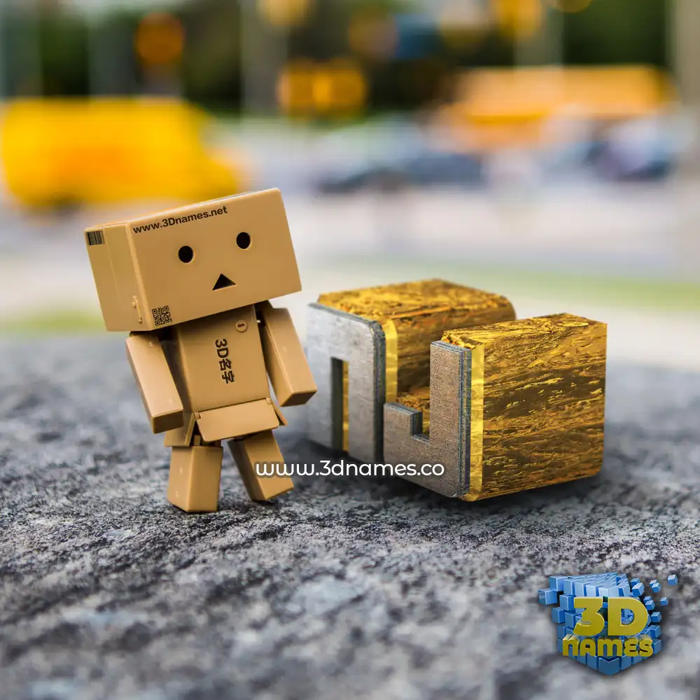 nj in Hello Danbo style - 3D name wallpaper