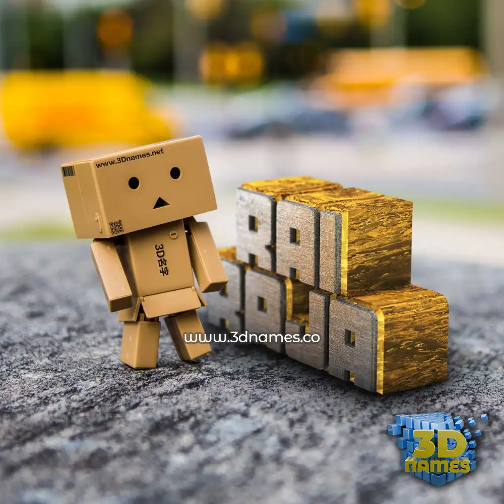 rai raja in Hello Danbo style - 3D name wallpaper