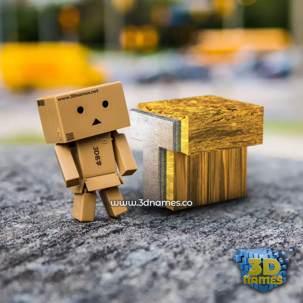 t in Hello Danbo style - 3D name wallpaper