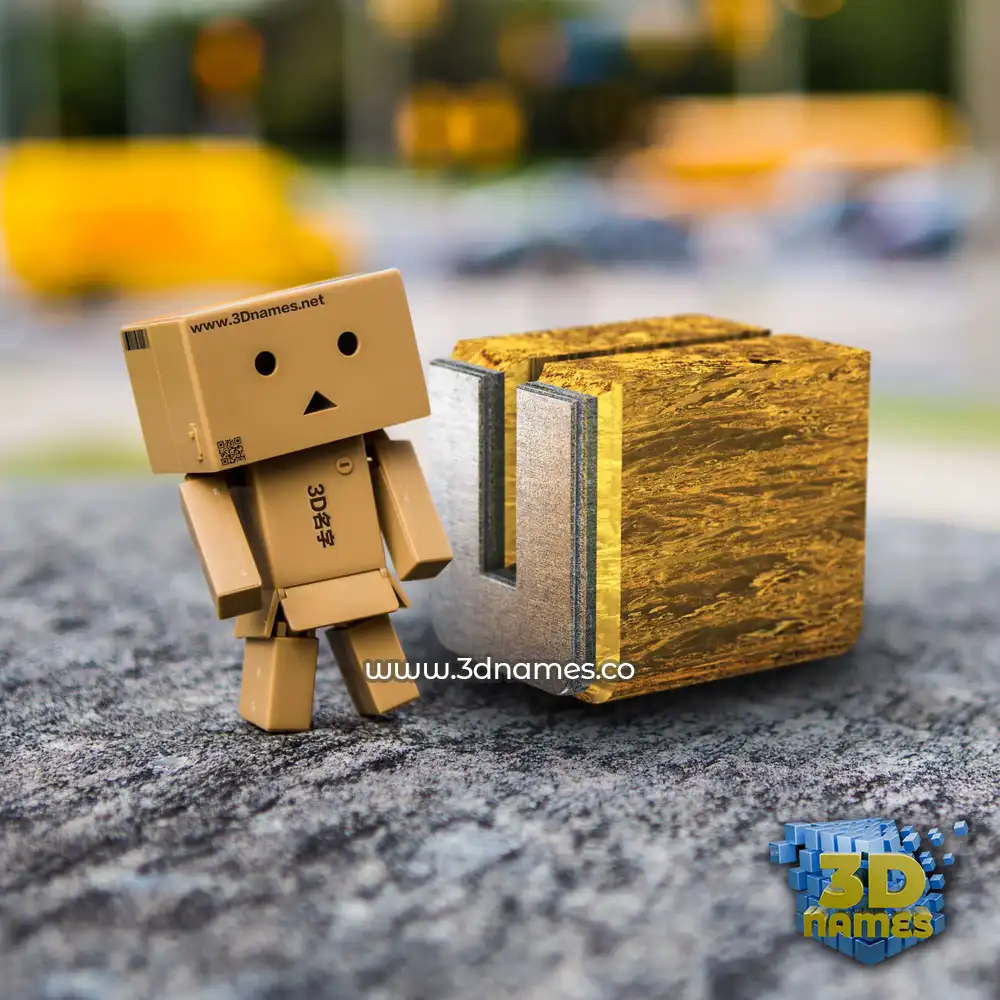 u in Hello Danbo style - 3D name wallpaper