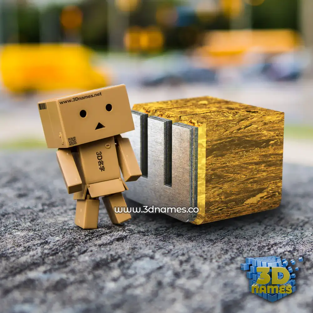 w in Hello Danbo style - 3D name wallpaper