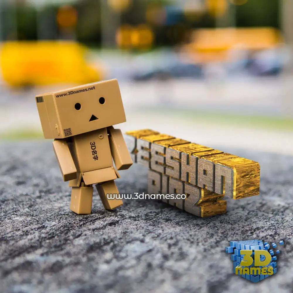 zeeshan riaz in Hello Danbo style - 3D name wallpaper