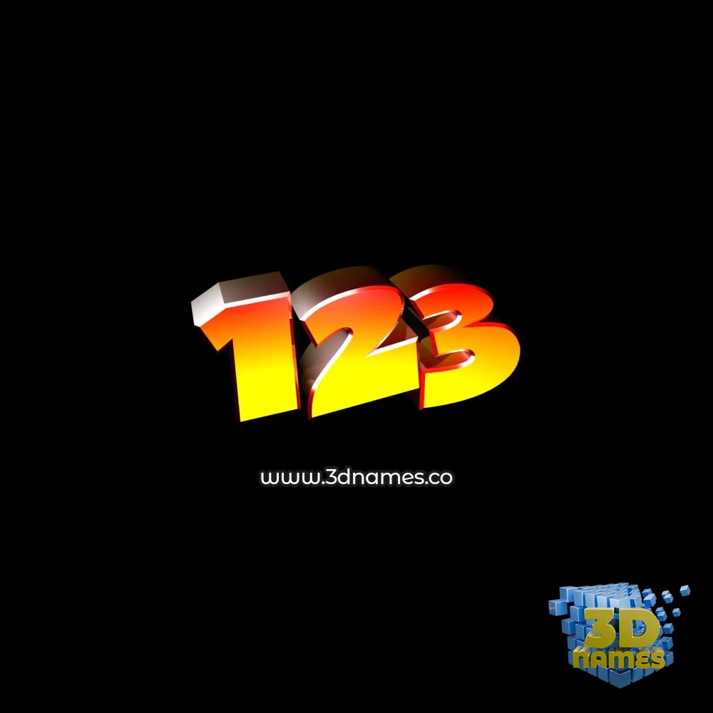 123 in Black Background style - 3D name wallpaper