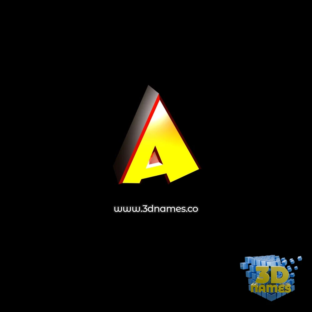 a in Black Background style - 3D name wallpaper