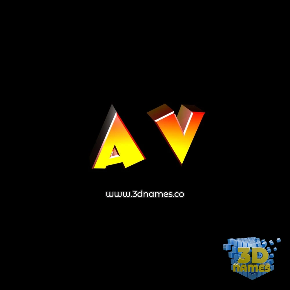 a v in Black Background style - 3D name wallpaper