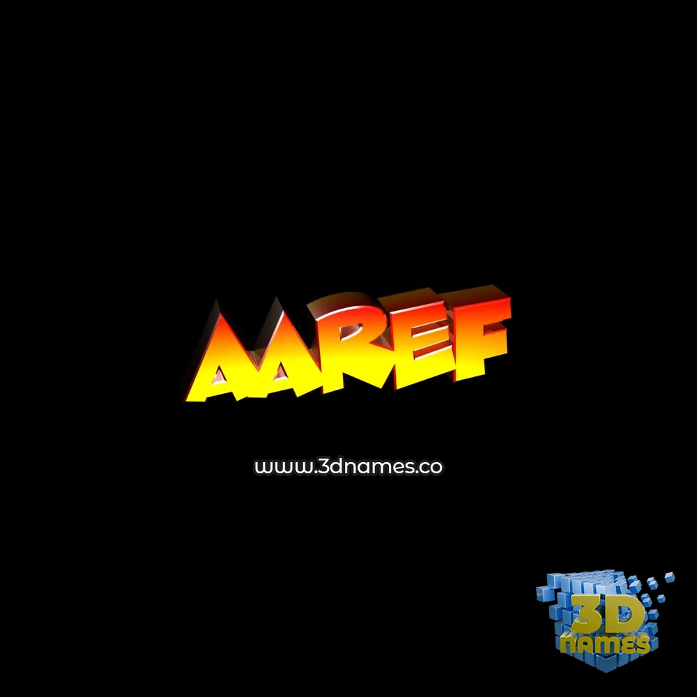 aaref in Black Background style - 3D name wallpaper