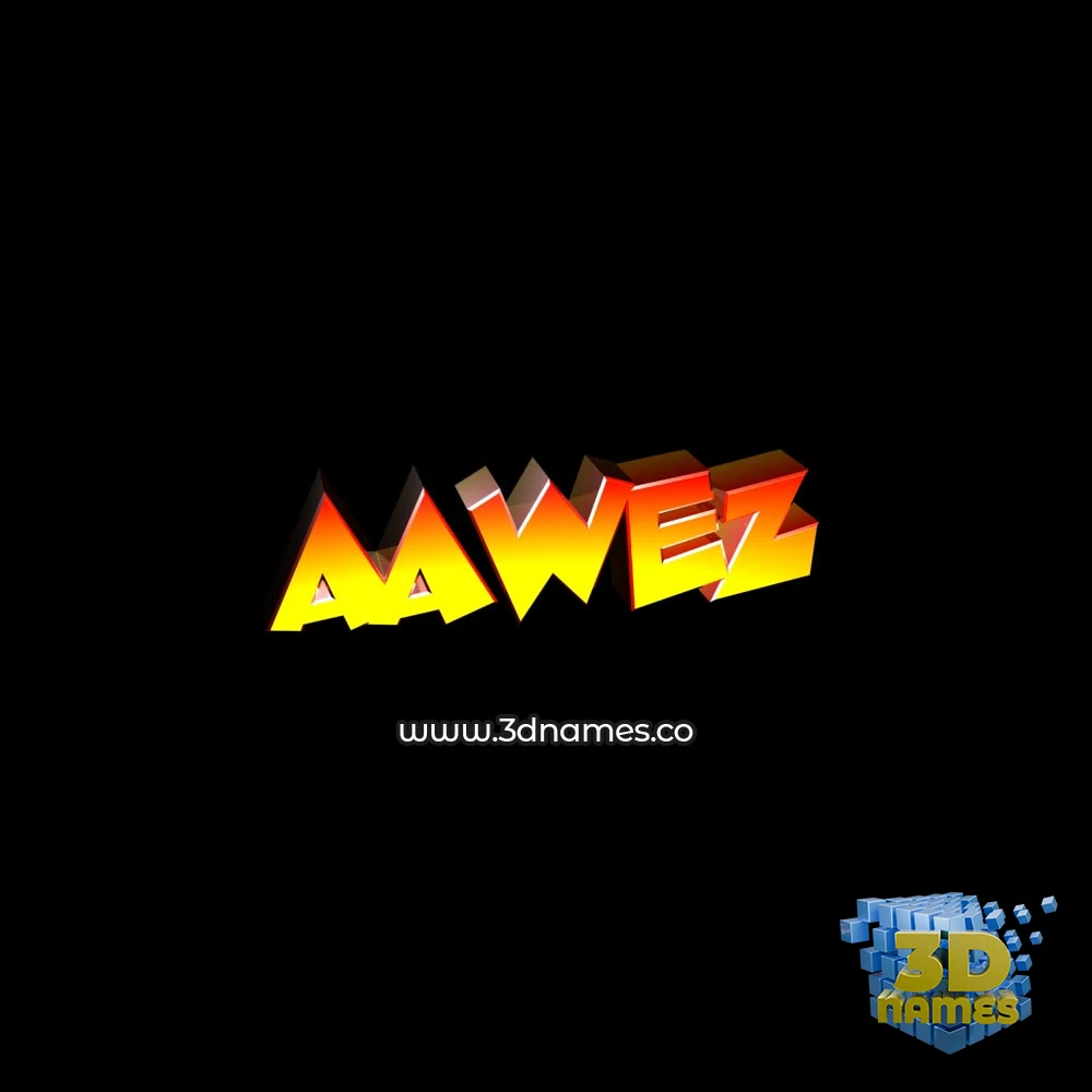 aawez in Black Background style - 3D name wallpaper