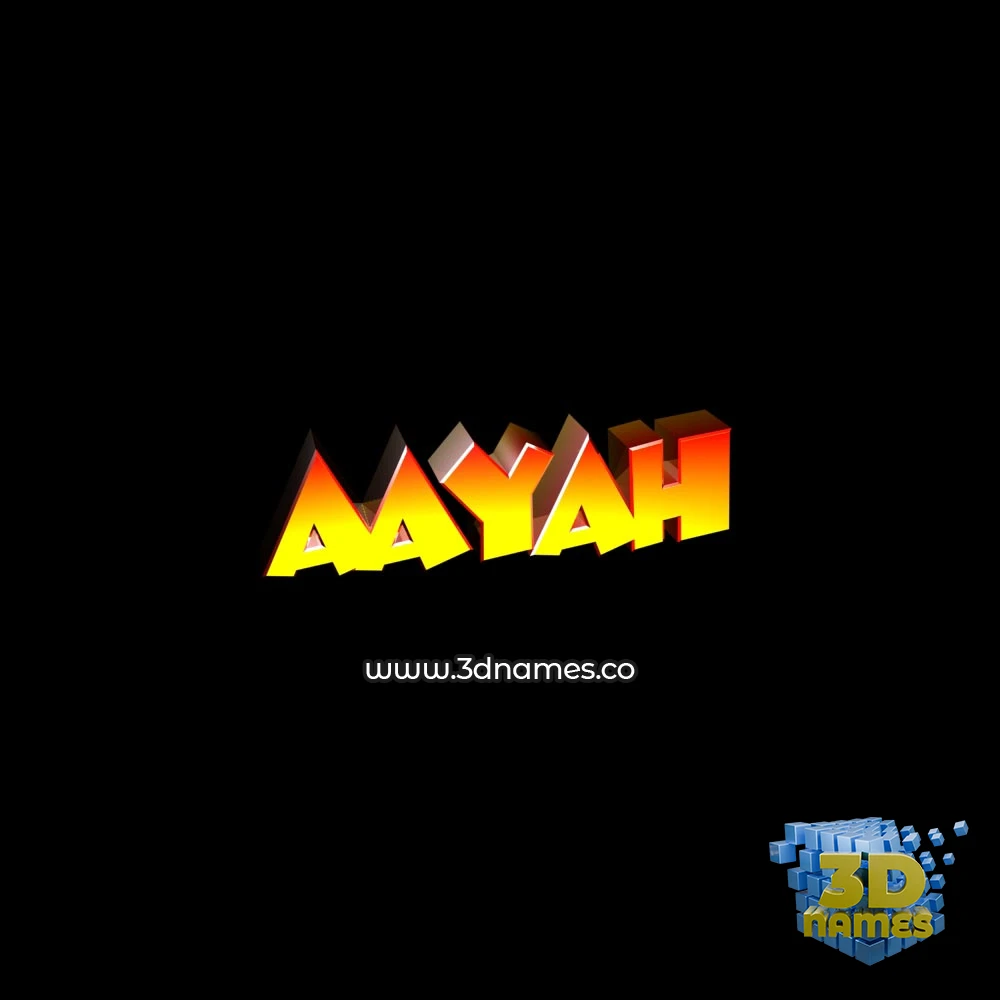 aayah in Black Background style - 3D name wallpaper