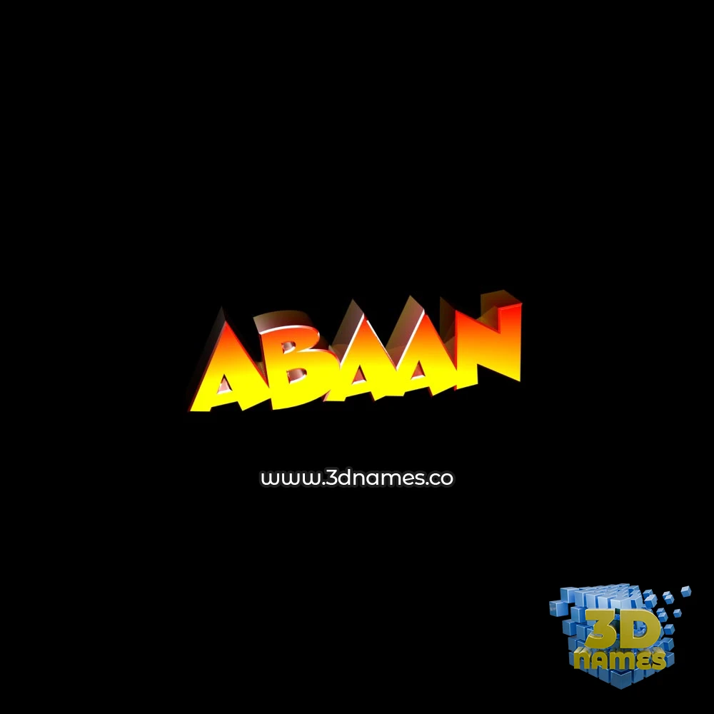 abaan in Black Background style - 3D name wallpaper