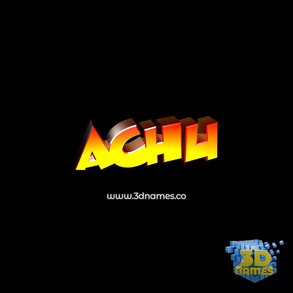 achu in Black Background style - 3D name wallpaper