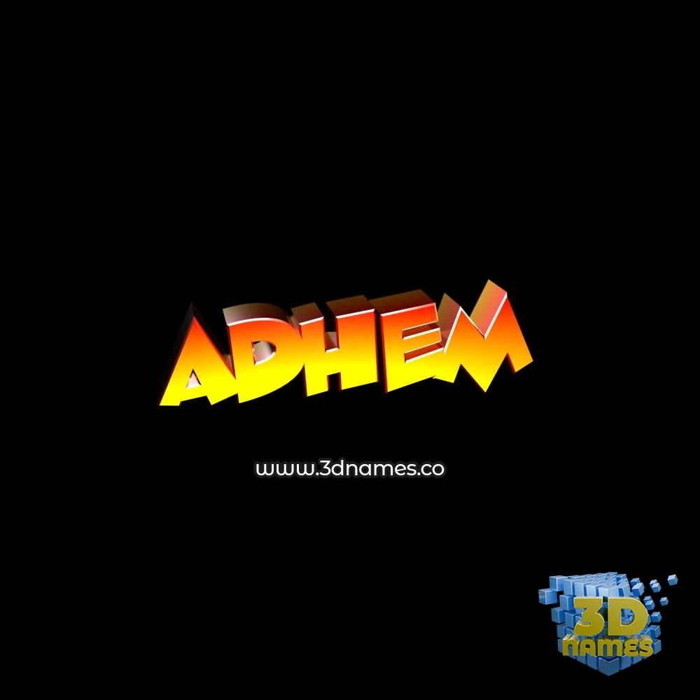 adhem in Black Background style - 3D name wallpaper