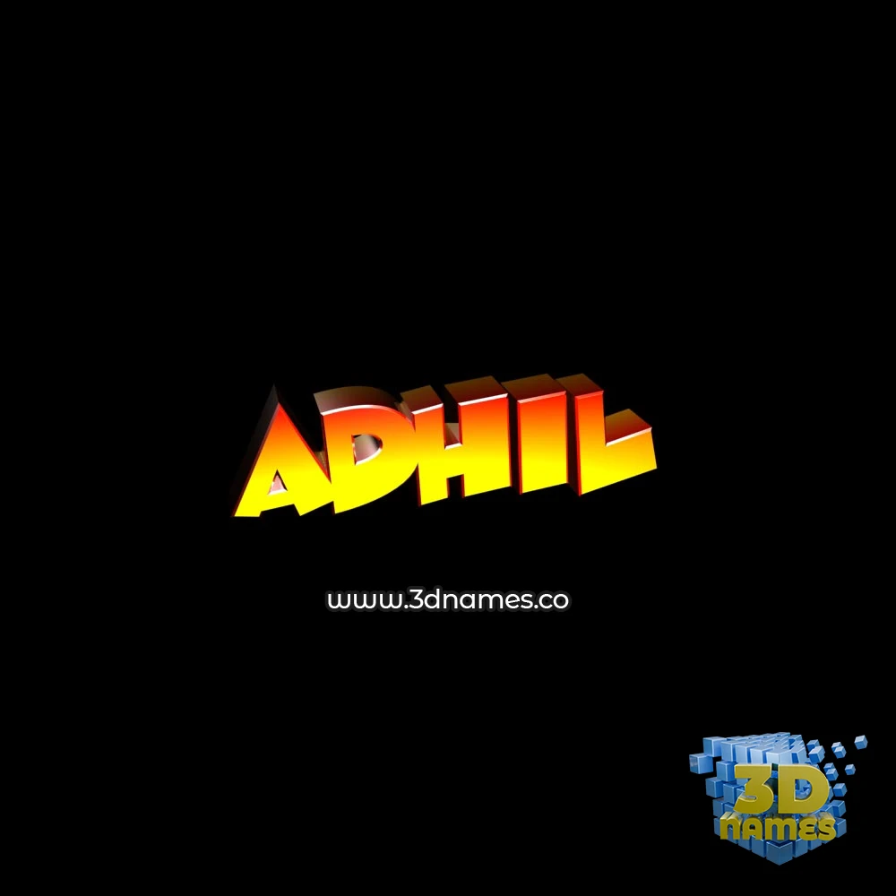 adhil in Black Background style - 3D name wallpaper