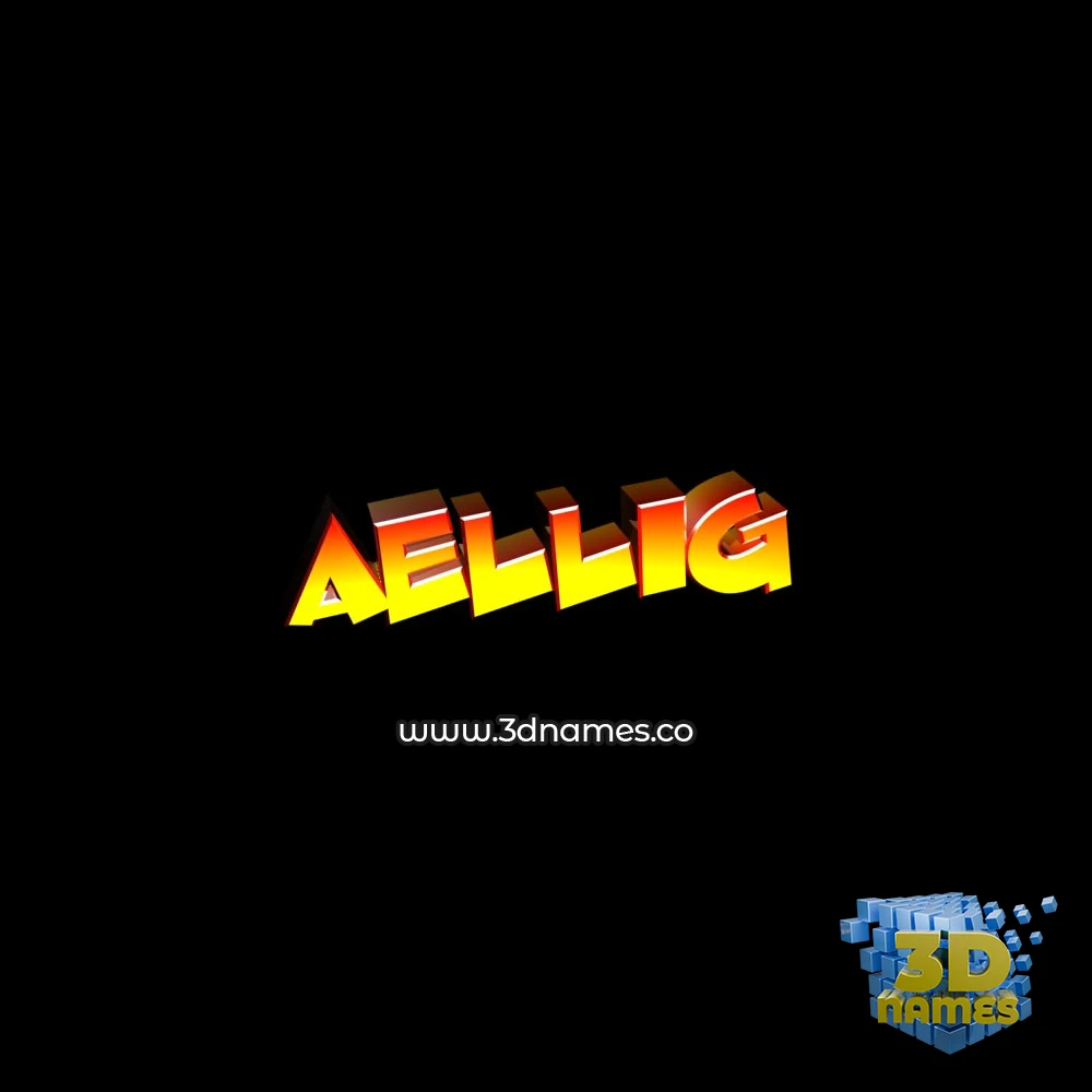 aellig in Black Background style - 3D name wallpaper