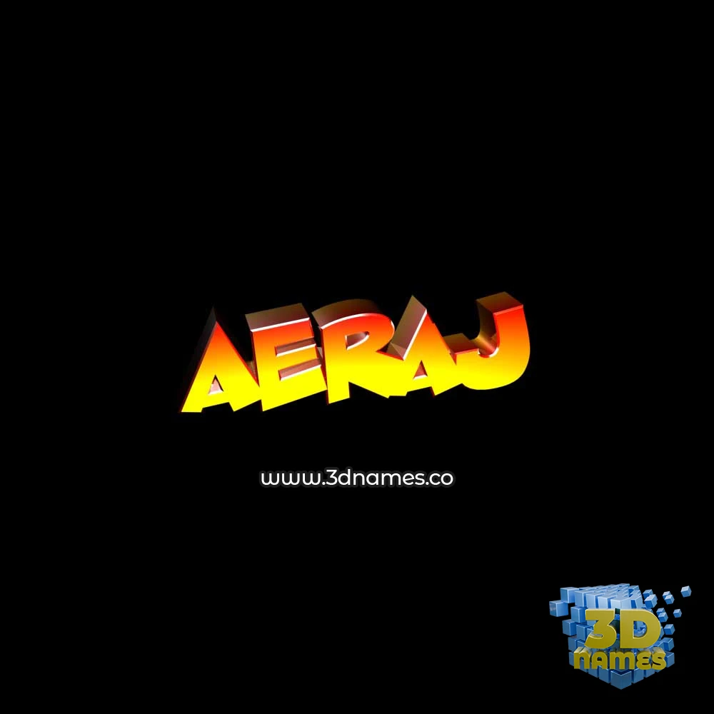aeraj in Black Background style - 3D name wallpaper