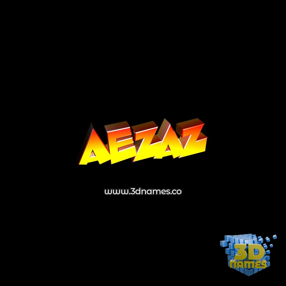 aezaz in Black Background style - 3D name wallpaper