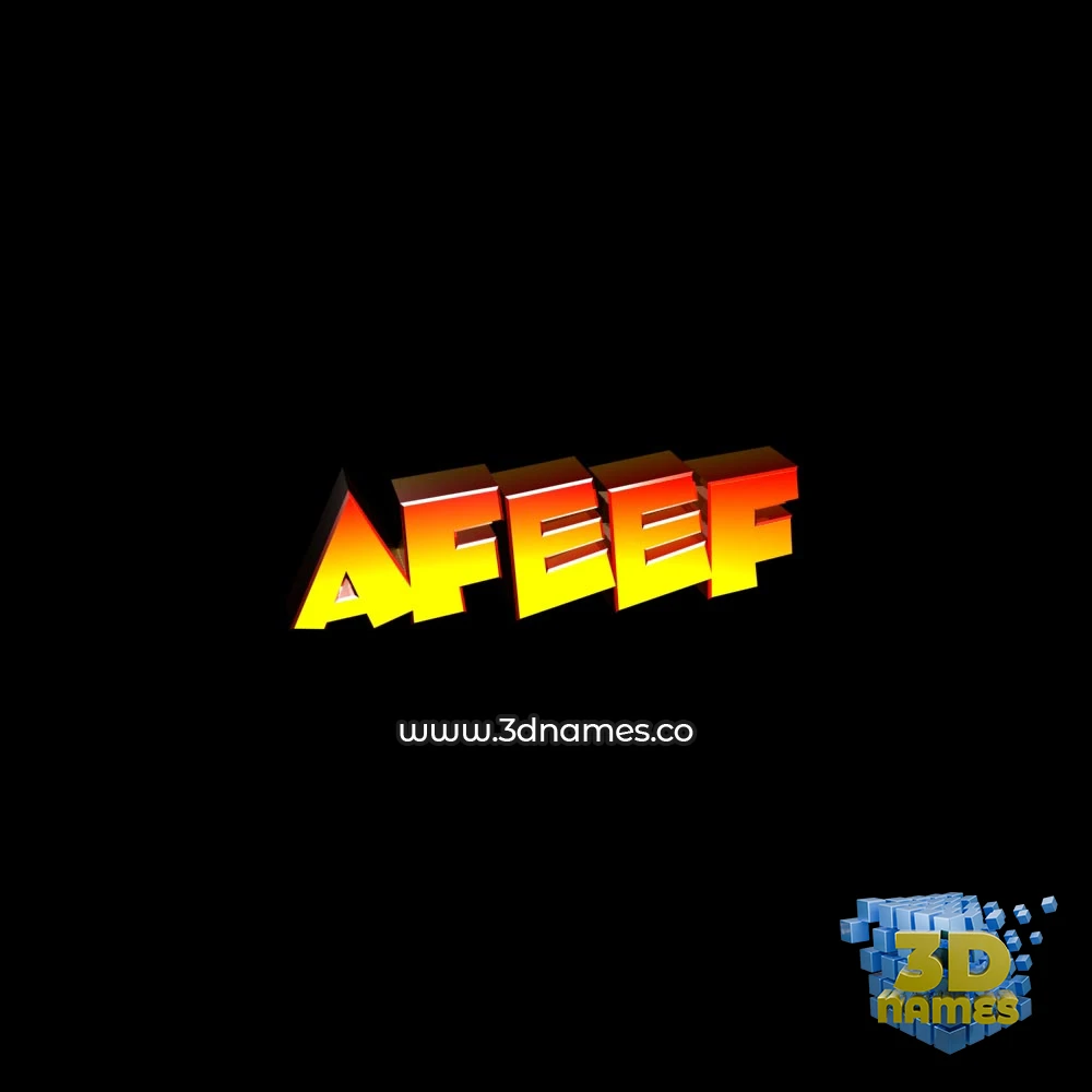 afeef in Black Background style - 3D name wallpaper