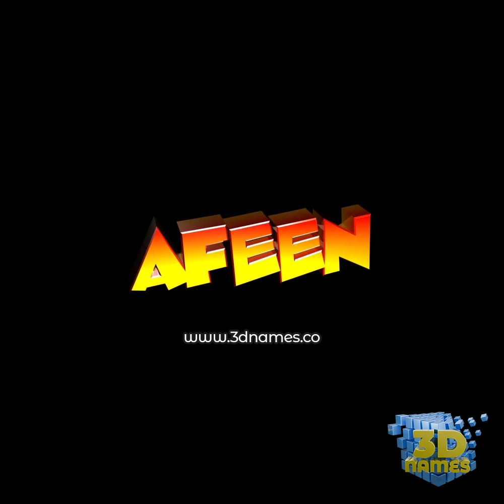 afeen in Black Background style - 3D name wallpaper