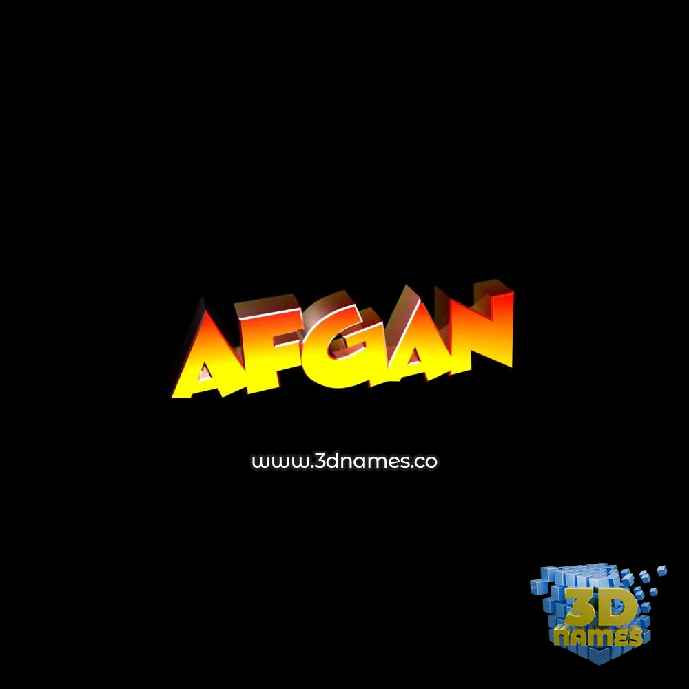 afgan in Black Background style - 3D name wallpaper