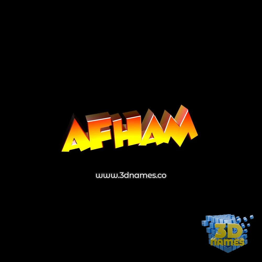 afham in Black Background style - 3D name wallpaper