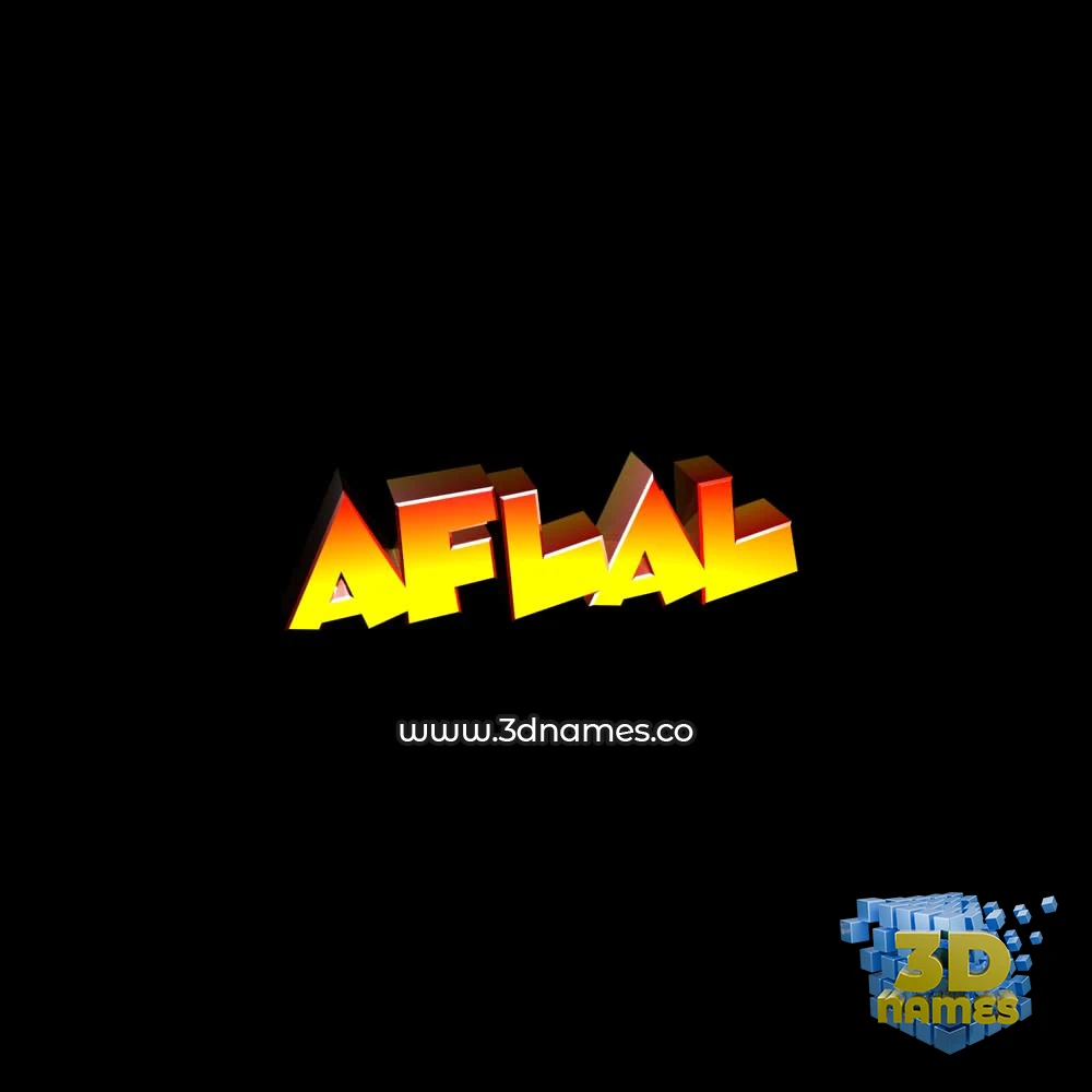 aflal in Black Background style - 3D name wallpaper