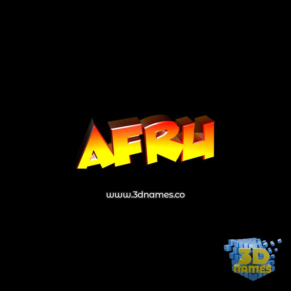 afru in Black Background style - 3D name wallpaper