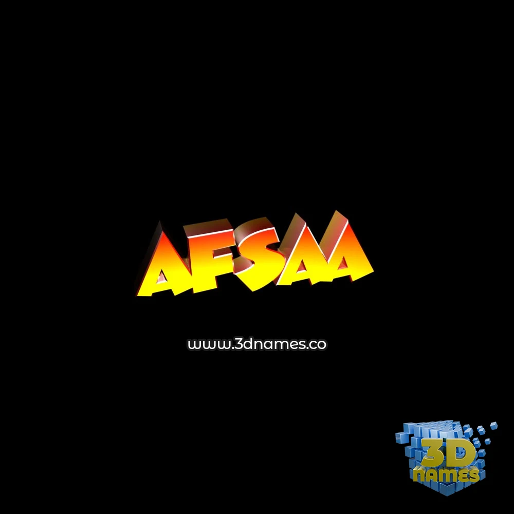 afsaa in Black Background style - 3D name wallpaper