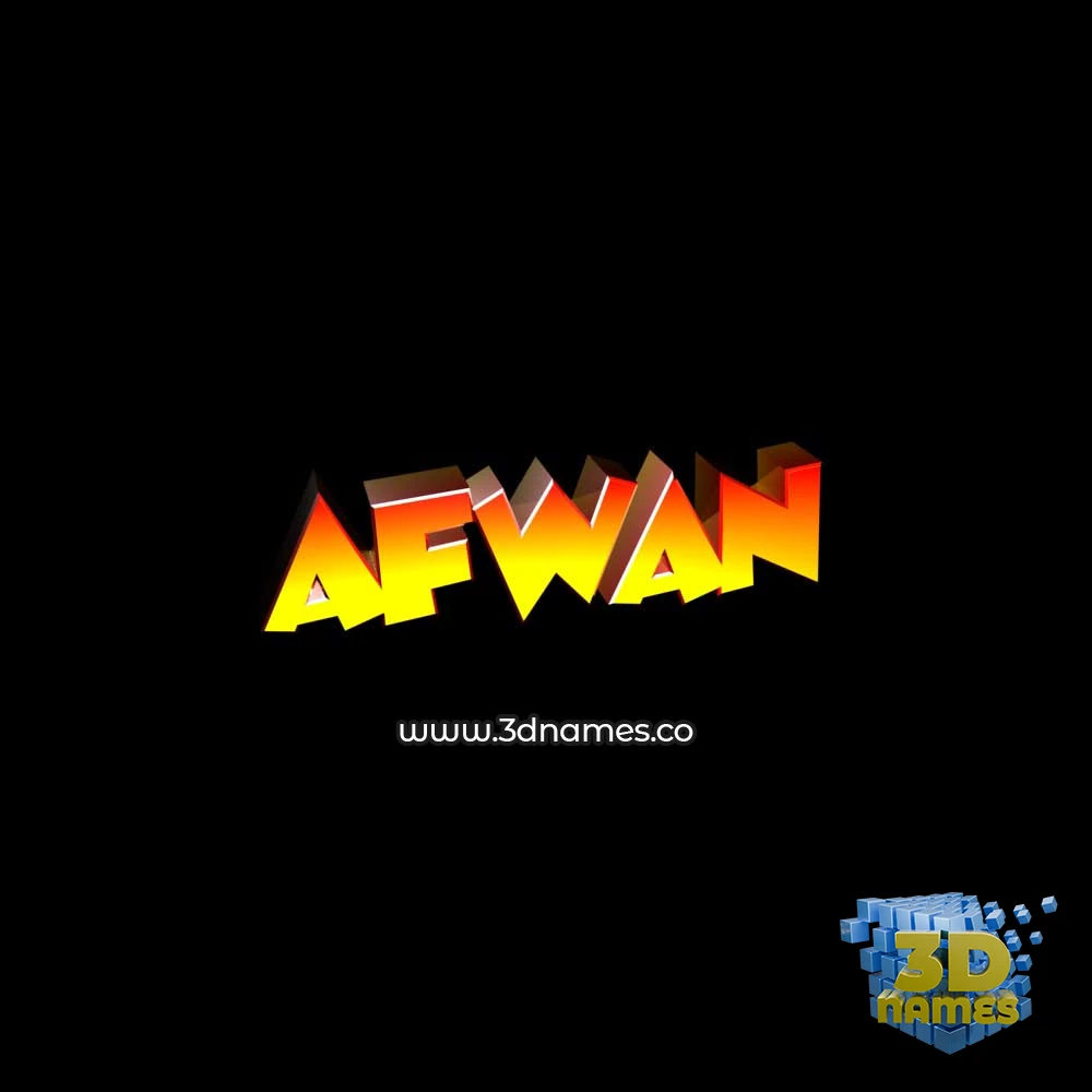 afwan in Black Background style - 3D name wallpaper