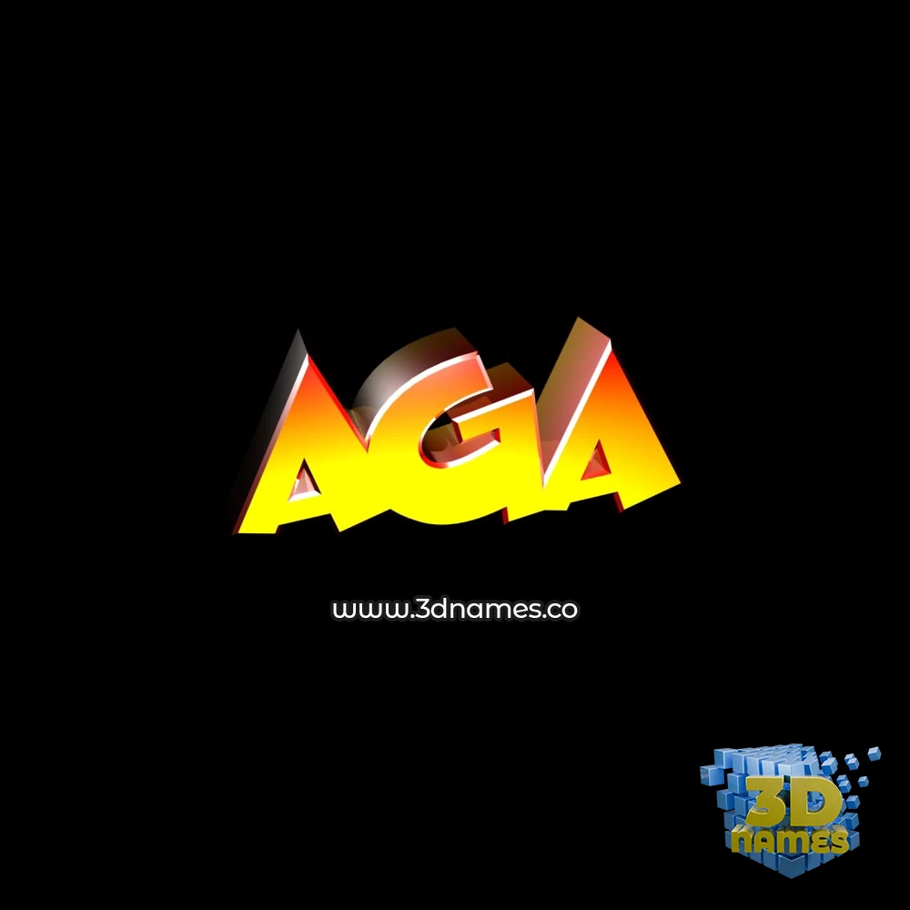 aga in Black Background style - 3D name wallpaper