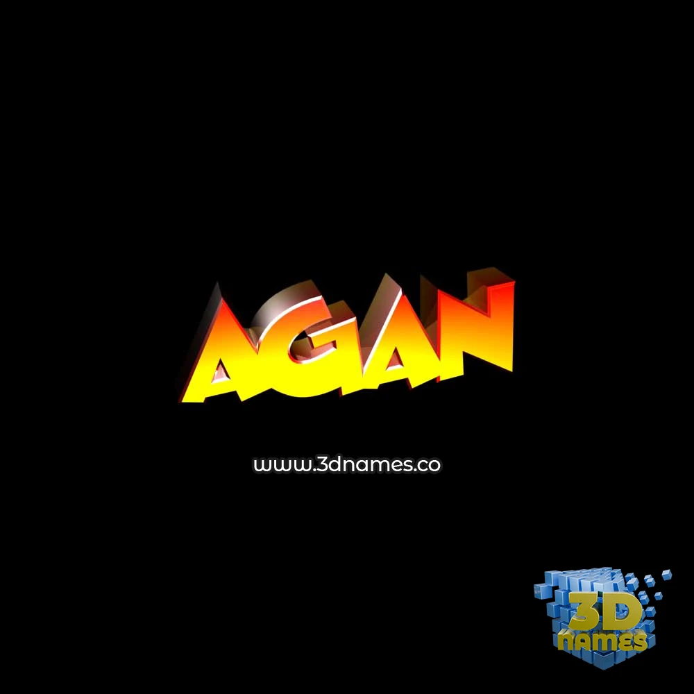 agan in Black Background style - 3D name wallpaper