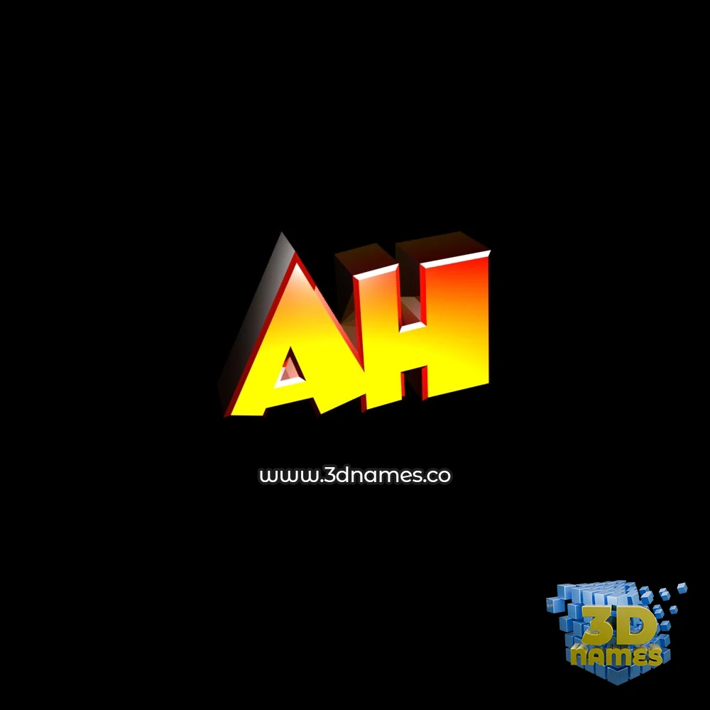ah in Black Background style - 3D name wallpaper