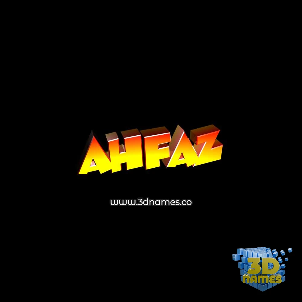 ahfaz in Black Background style - 3D name wallpaper