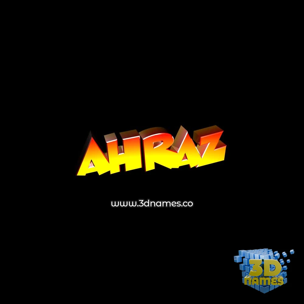 ahraz in Black Background style - 3D name wallpaper