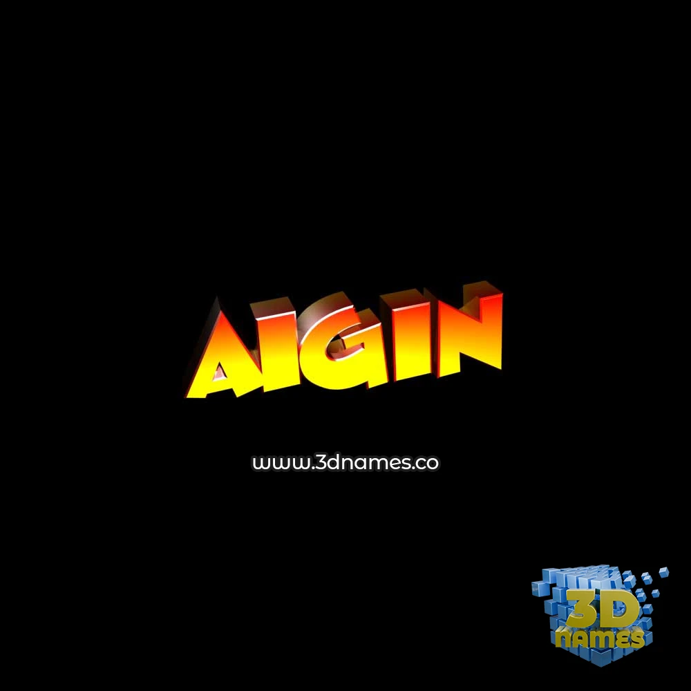 aigin in Black Background style - 3D name wallpaper