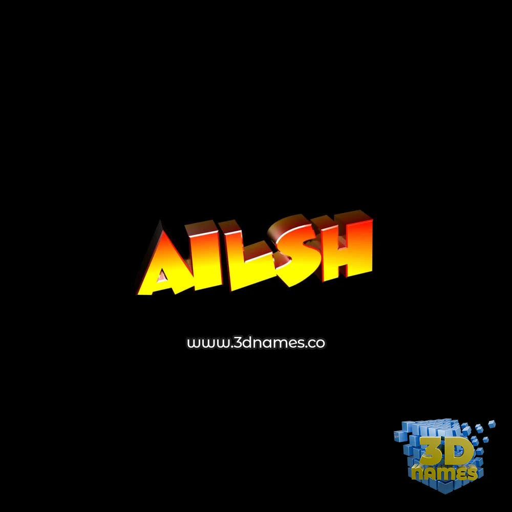 ailsh in Black Background style - 3D name wallpaper