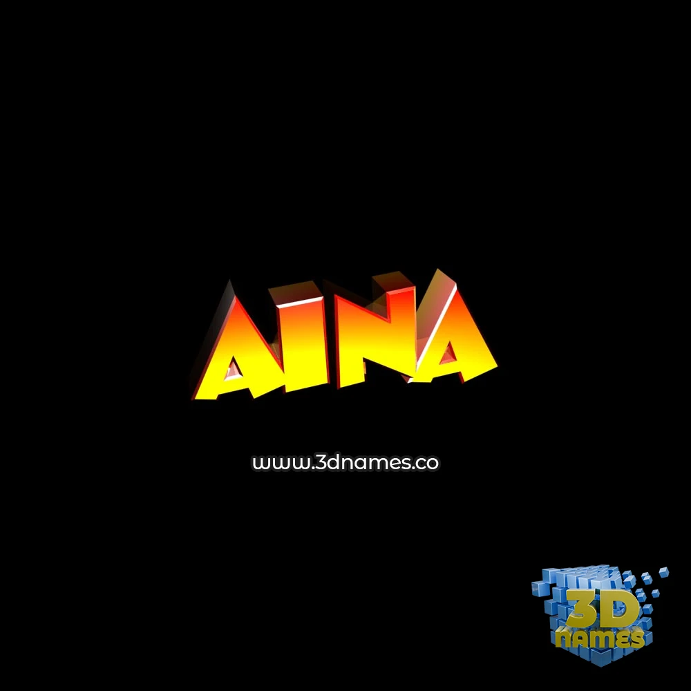 aina in Black Background style - 3D name wallpaper
