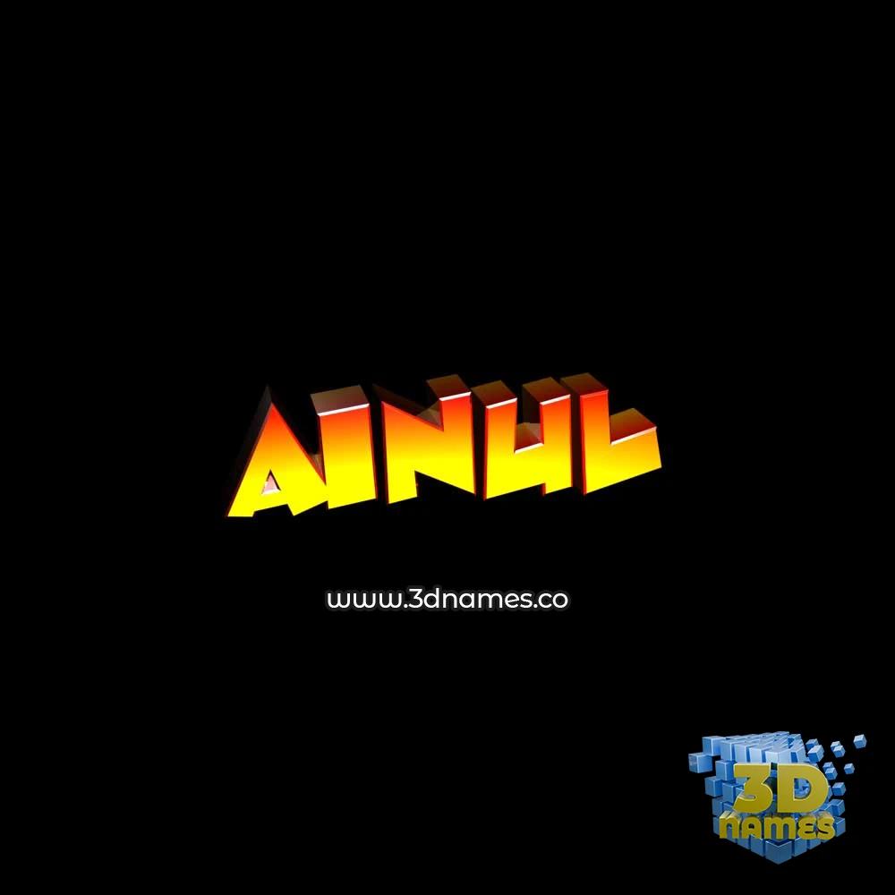 ainul in Black Background style - 3D name wallpaper
