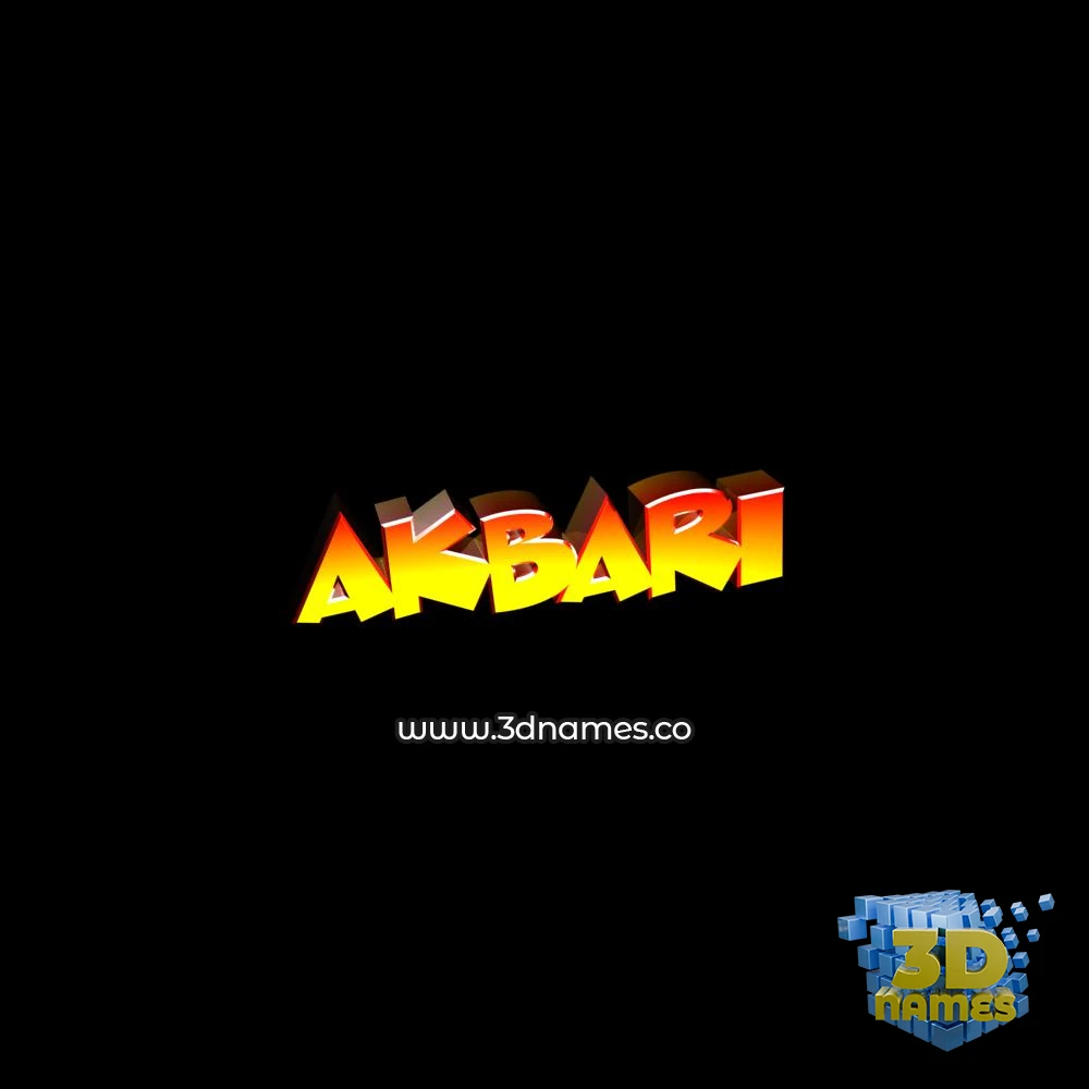 akbari in Black Background style - 3D name wallpaper