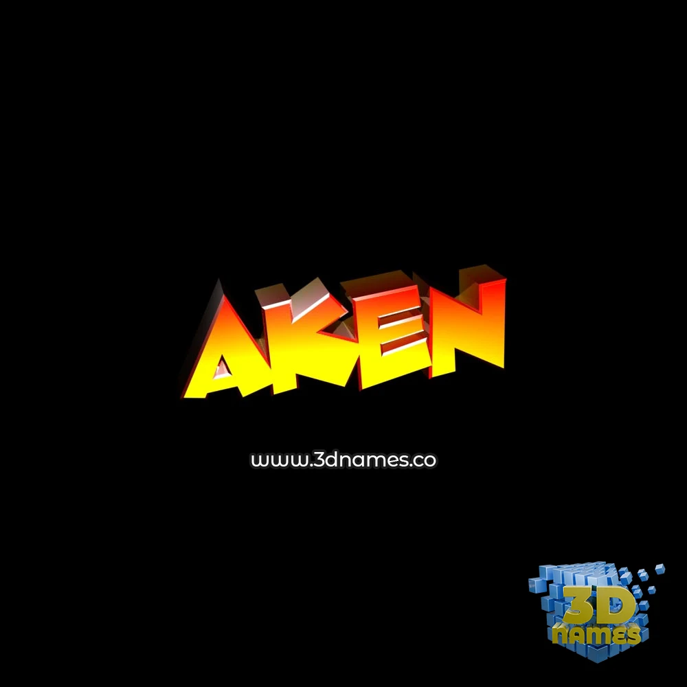 aken in Black Background style - 3D name wallpaper