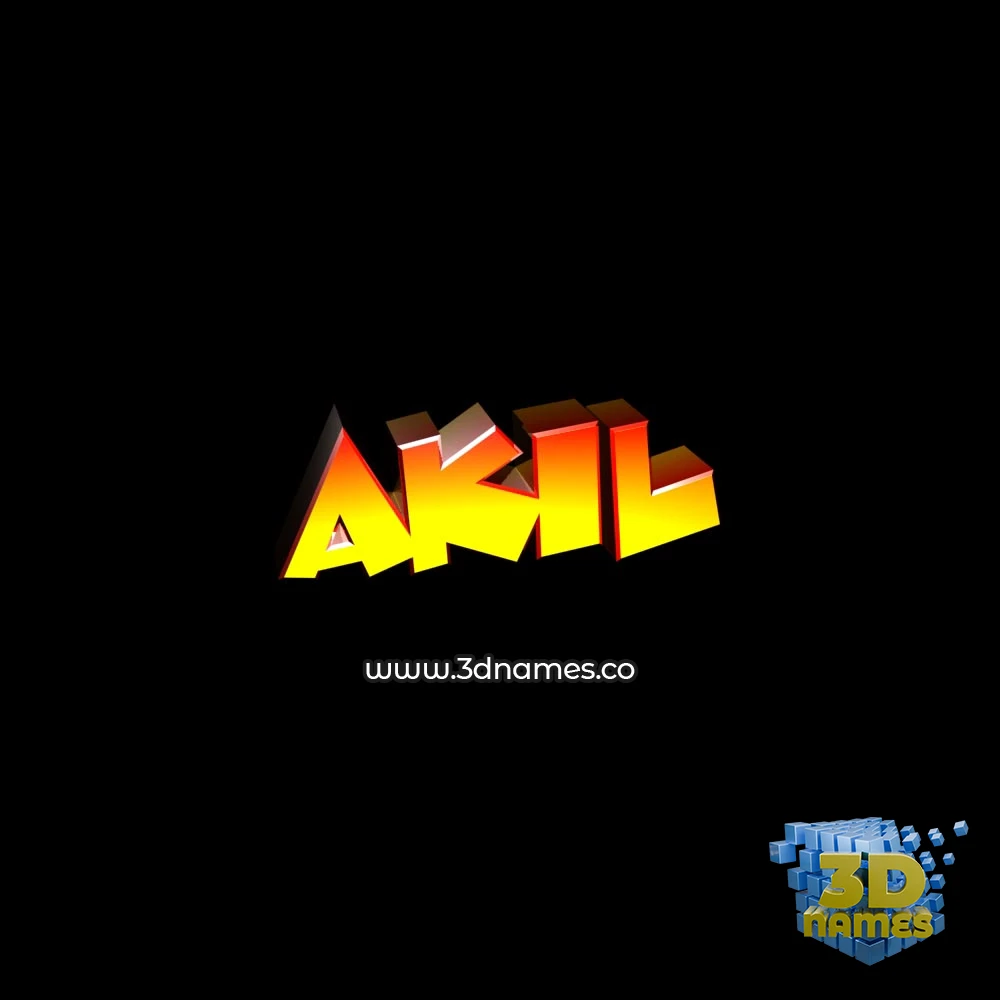 akil in Black Background style - 3D name wallpaper