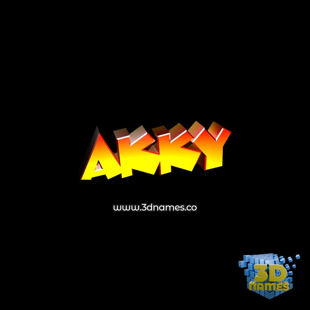 akky in Black Background style - 3D name wallpaper