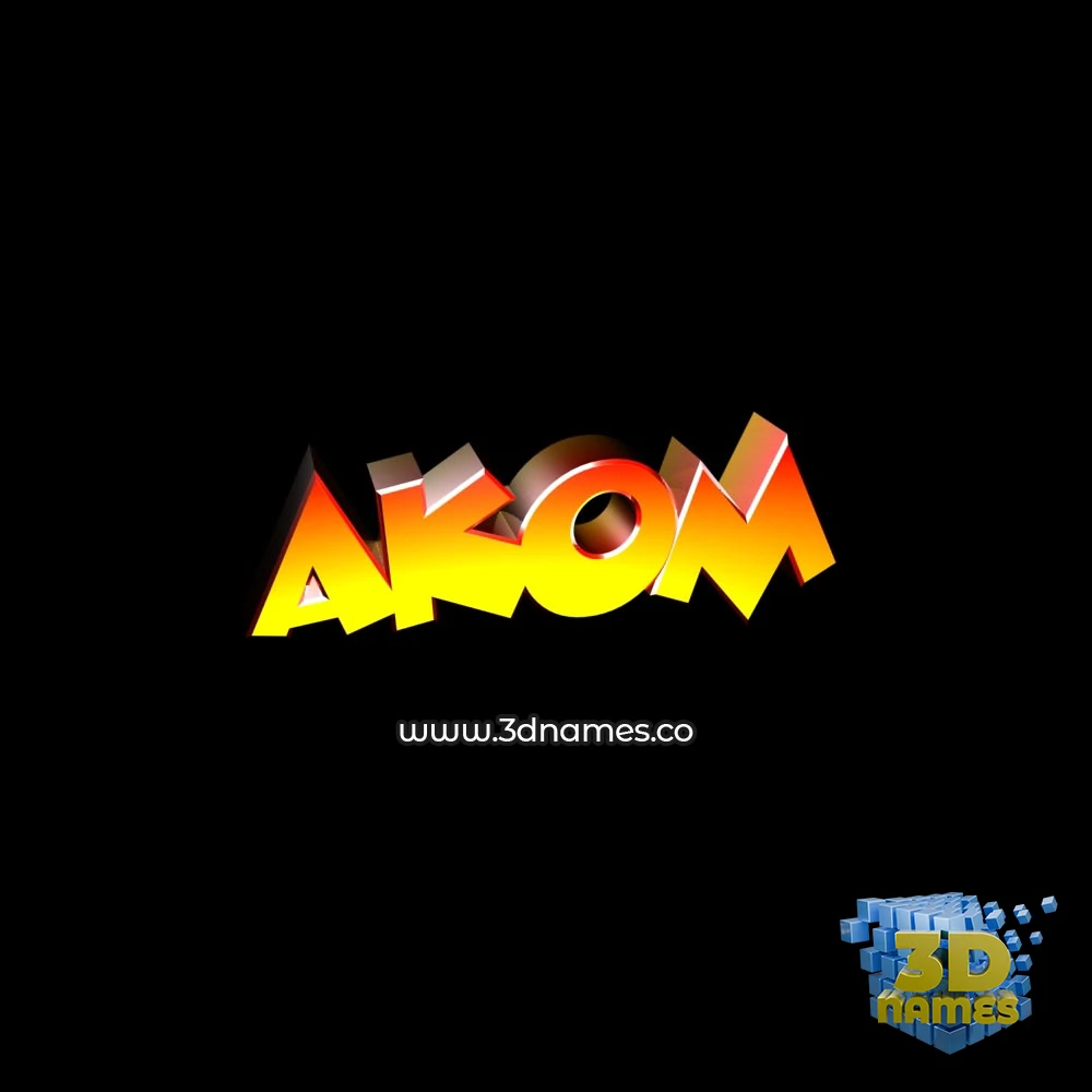 akom in Black Background style - 3D name wallpaper